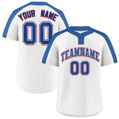 White Royal-White Classic Style Two-Button Softball Jersey