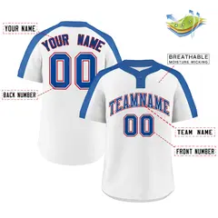 White Royal-White Classic Style Two-Button Softball Jersey 2