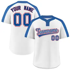 White Royal-White Classic Style Two-Button Softball Jersey
