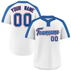 White Royal-White Classic Style Two-Button Softball Jersey 1