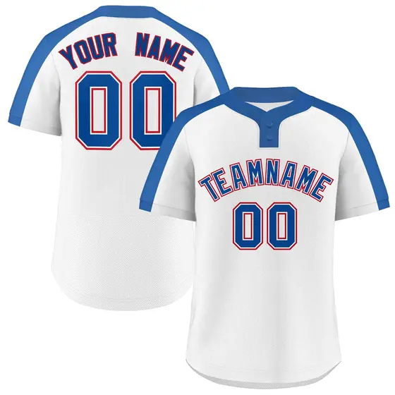 White Royal-White Classic Style Two-Button Softball Jersey