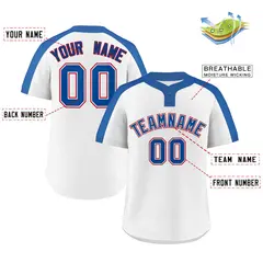 White Royal-White Classic Style Two-Button Softball Jersey 2