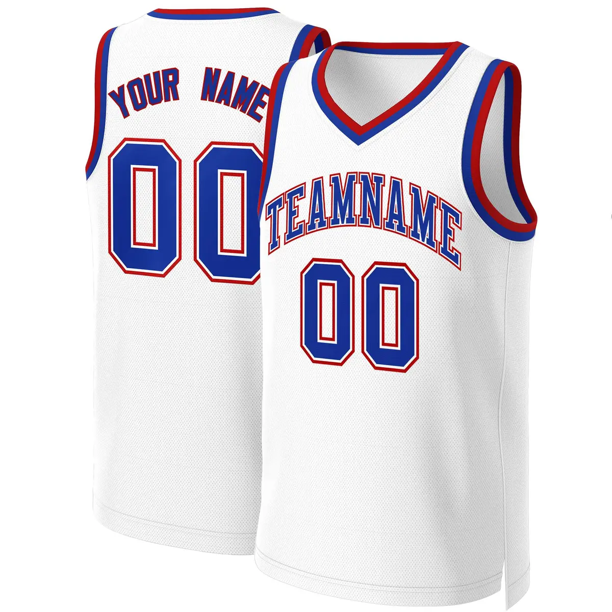 White Royal-White Classic Team Basketball Jersey