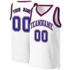 White Royal-White Classic Team Basketball Jersey