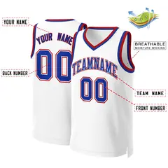 White Royal-White Classic Team Basketball Jersey 2