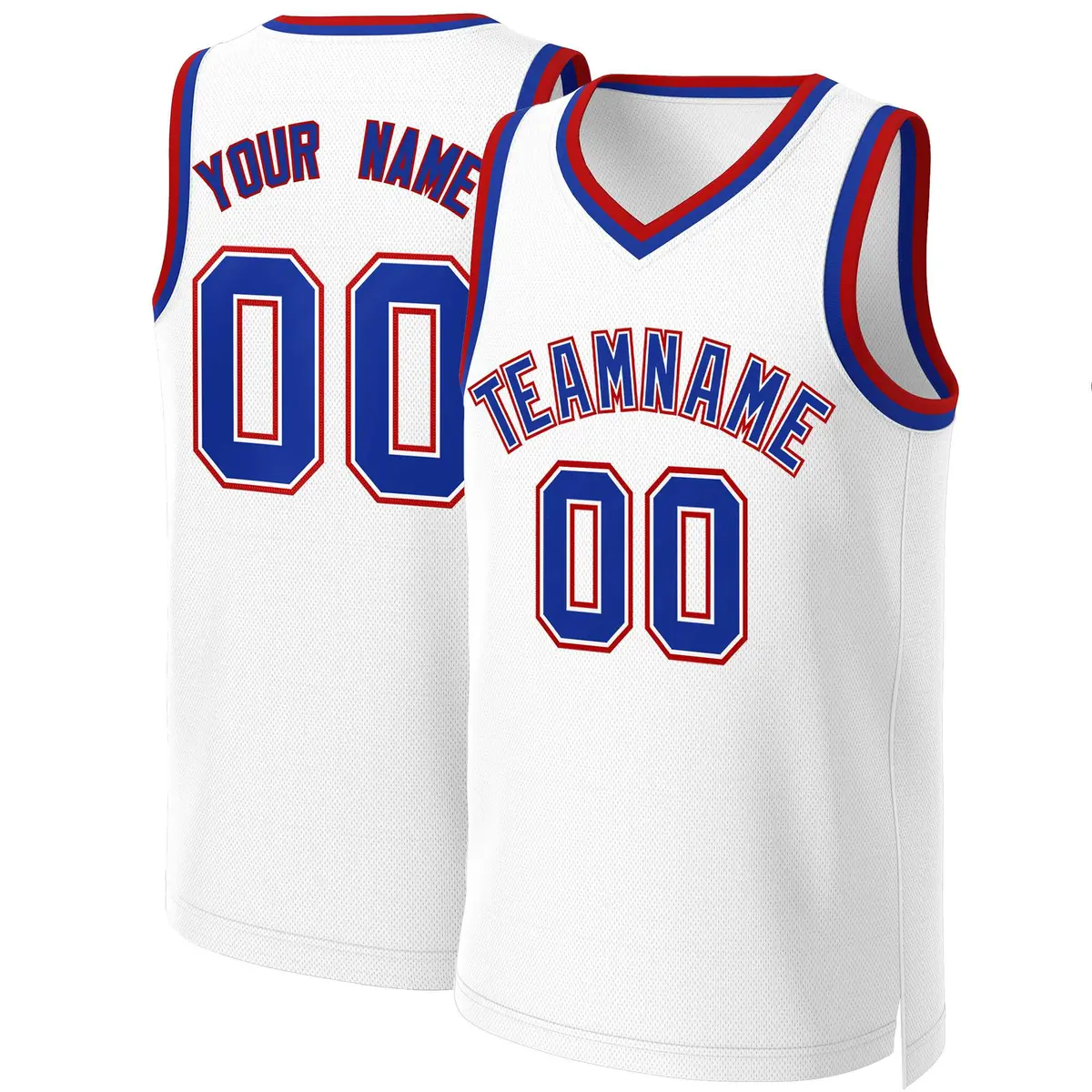White Royal-White Classic Team Basketball Jersey