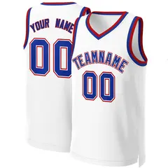 White Royal-White Classic Team Basketball Jersey