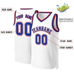 White Royal-White Classic Team Basketball Jersey 2