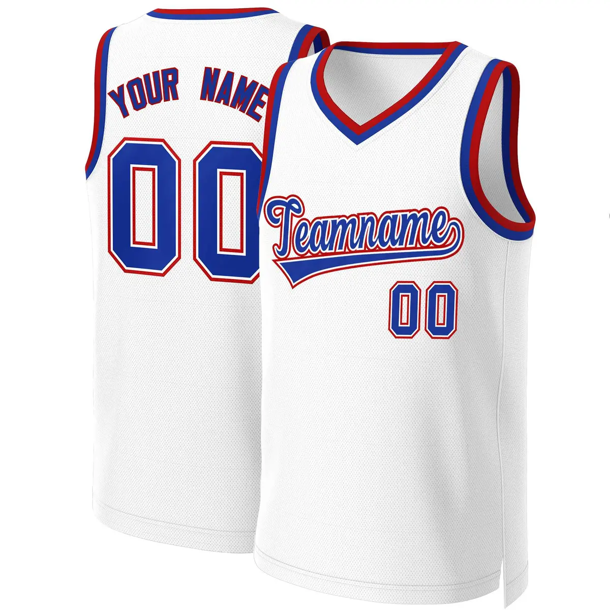 White Royal-White Classic Team Basketball Jersey