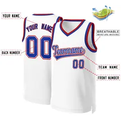 White Royal-White Classic Team Basketball Jersey 2