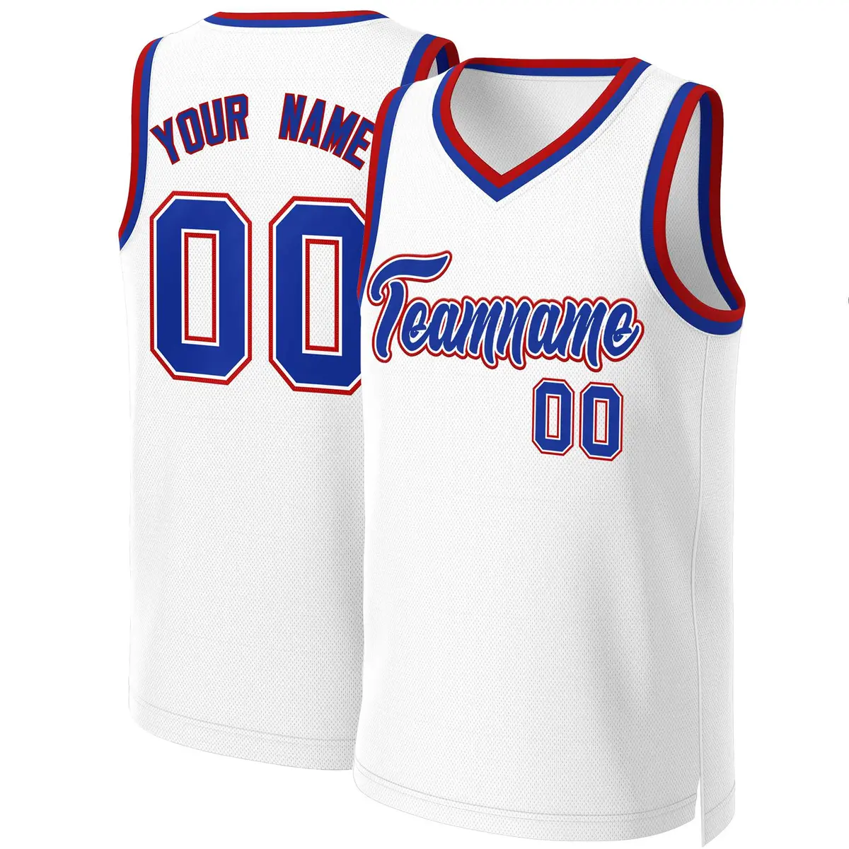 White Royal-White Classic Team Basketball Jersey