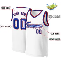 White Royal-White Classic Team Basketball Jersey 2