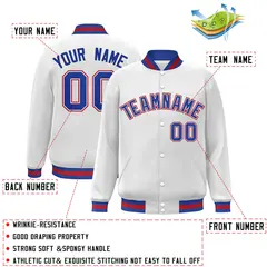 White Royal-White Classic Varsity Full-Snap Letterman Jacket 2