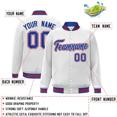 White Royal-White Classic Varsity Full-Snap Letterman Jacket 2