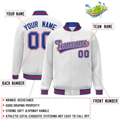 White Royal-White Classic Varsity Full-Snap Letterman Jacket 2