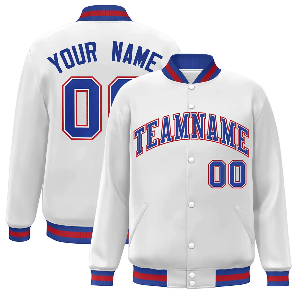 White Royal-White Classic Varsity Full-Snap Letterman Jacket