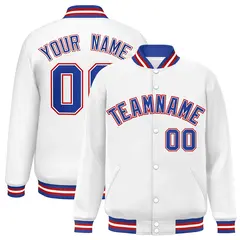 White Royal-White Classic Varsity Full-Snap Letterman Jacket
