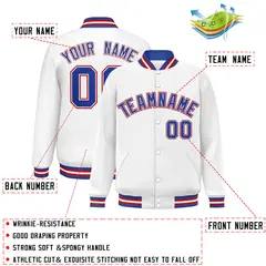 White Royal-White Classic Varsity Full-Snap Letterman Jacket 2