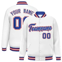 White Royal-White Classic Varsity Full-Snap Letterman Jacket