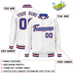 White Royal-White Classic Varsity Full-Snap Letterman Jacket 2