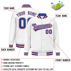 White Royal-White Classic Varsity Full-Snap Letterman Jacket 2
