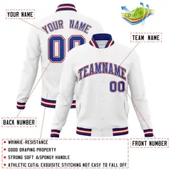 White Royal-White Classic Varsity Full-Snap Letterman Jacket 4