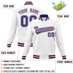 White Royal-White Classic Varsity Full-Snap Letterman Jacket 4