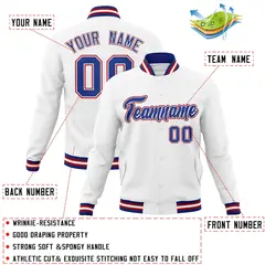 White Royal-White Classic Varsity Full-Snap Letterman Jacket 4