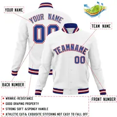 White Royal-White Classic Varsity Full-Snap Letterman Jacket 4