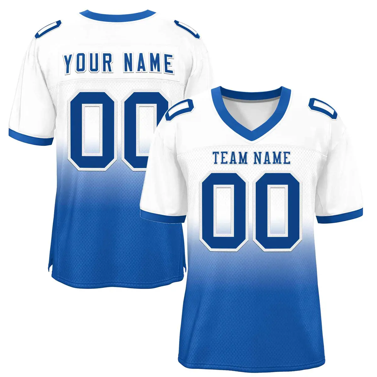 White Royal-White Gradient Outdoor Football Jersey