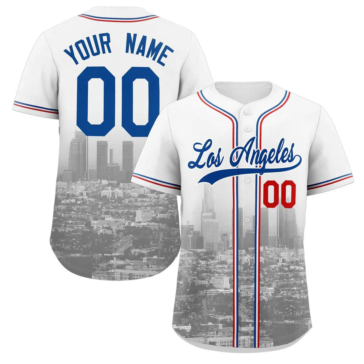 White Royal-White Los Angeles City Skyline Baseball Jersey