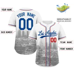 White Royal-White Los Angeles City Skyline Baseball Jersey 2