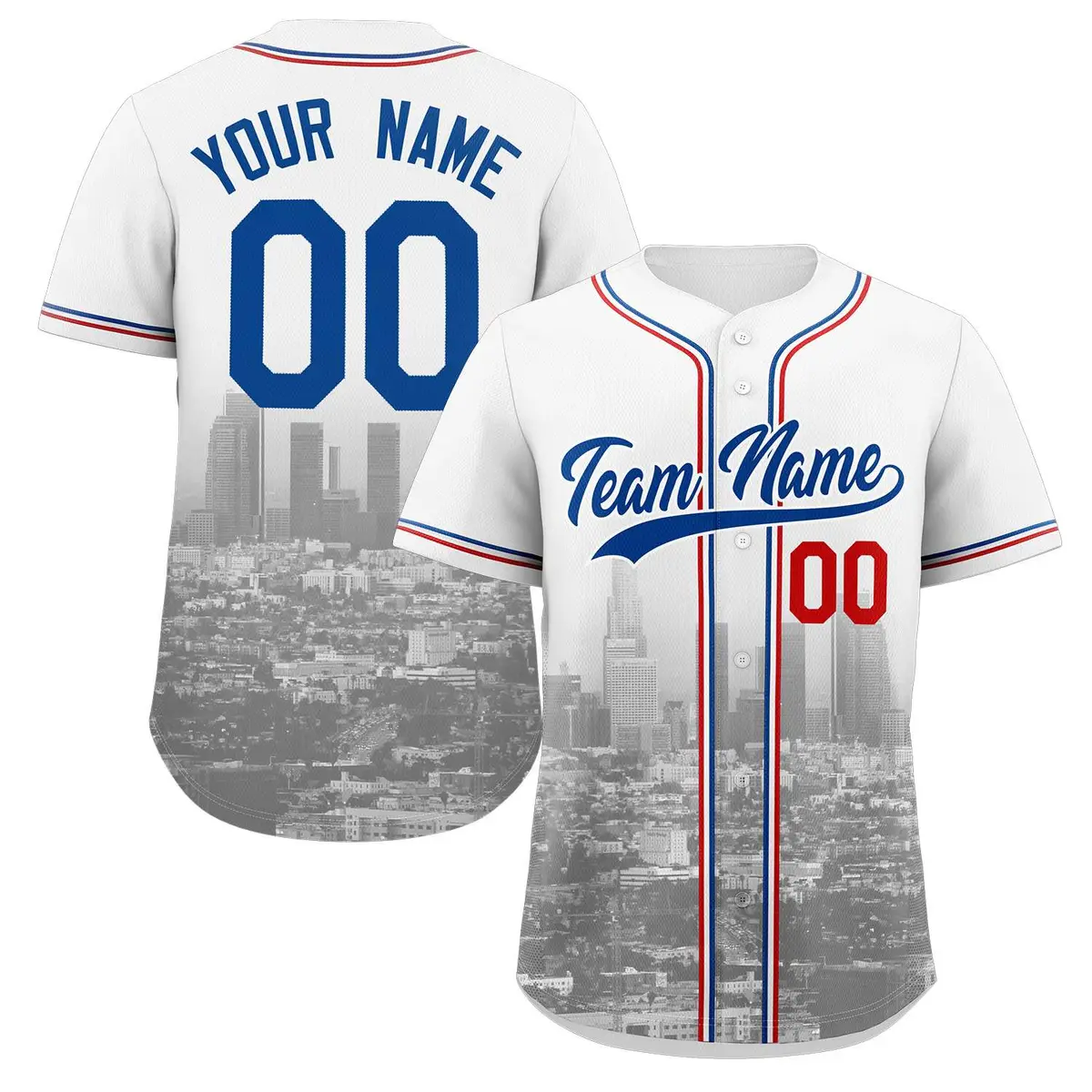 White Royal-White Los Angeles City Skyline Baseball Jersey