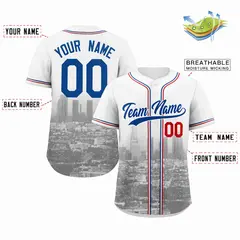 White Royal-White Los Angeles City Skyline Baseball Jersey 2