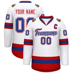 White Royal White-Red Classic Hockey Jersey 1