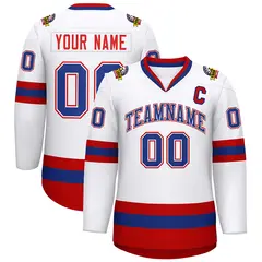 White Royal White-Red Classic Hockey Jersey