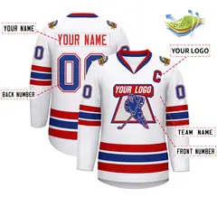 White Royal White-Red Classic Hockey Jersey 2