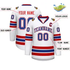 White Royal White-Red Classic Hockey Jersey 2
