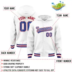 White Royal-White Varsity Full-Snap Letterman Jacket Hoodie 4