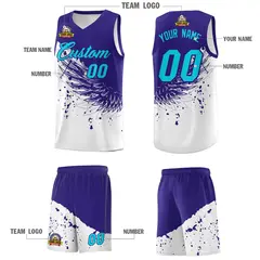White Royal Wing Pattern Basketball Sports Uniform Jersey 5