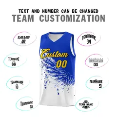 White Royal Wing Pattern Basketball Sports Uniform Jersey 4