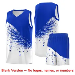 White Royal Wing Pattern Basketball Sports Uniform Jersey 7