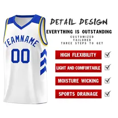 Men's White Royal-Yellow Classic Athletic Basketball Jersey 4