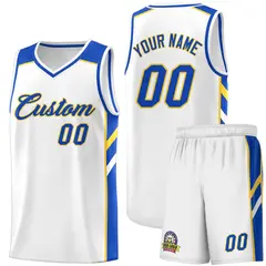 White Royal-Yellow Classic Basketball Jersey Set
