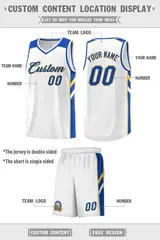 White Royal-Yellow Classic Basketball Jersey Set 2