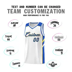 White Royal-Yellow Classic Basketball Jersey Set 4