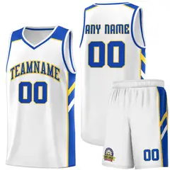 White Royal-Yellow Classic Basketball Jersey Set