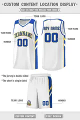 White Royal-Yellow Classic Basketball Jersey Set 2