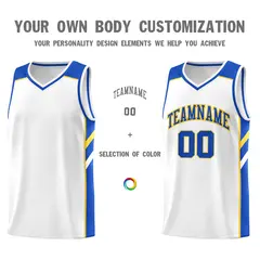 White Royal-Yellow Classic Basketball Jersey Set 3