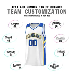 White Royal-Yellow Classic Basketball Jersey Set 4